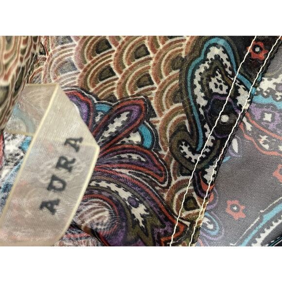 Aura Sheer Boho Blouse Tunic M Paisley Indie Spiritual Desert Festival Ruffle - Picture 5 of 7